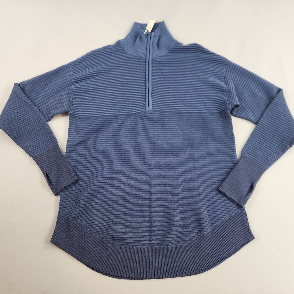 Aerie Offline Blue Ribbed Quarter Zip Sweatshirt Womens XS 442BBBMP Mock Neck